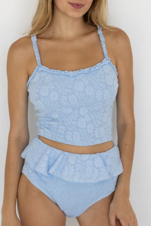Azure Top Scoop Neck Tankini Top