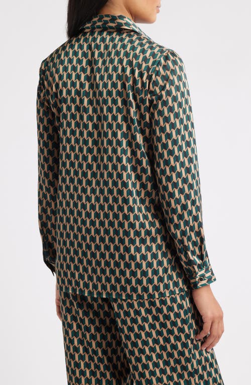 Anne Klein Zigzag Print Button-up Tunic Shirt In Pattern