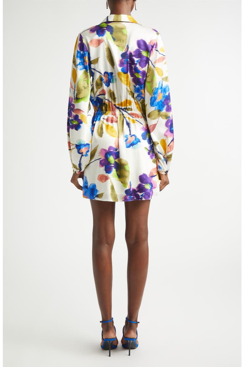 Printed Carolyn Wrap Front Long Sleeve Silk Blend Dress, Alternate, color, IVORY FLORAL SILK