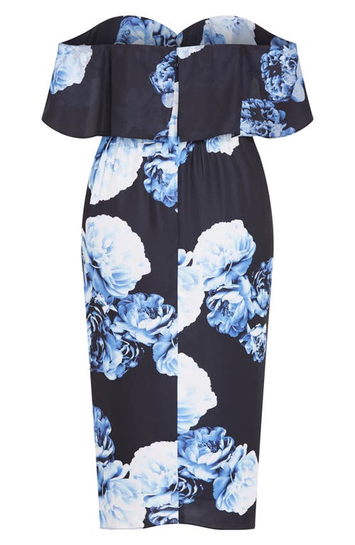 City Chic Gina Print Off The Shoulder Midi Dress