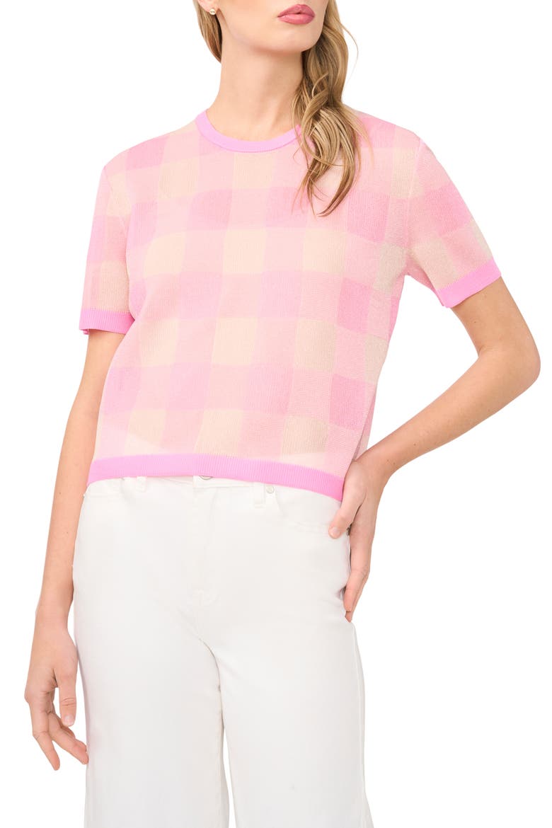 Eunice Plaid Sweater, Main, color, FULL BLOOMING PINK