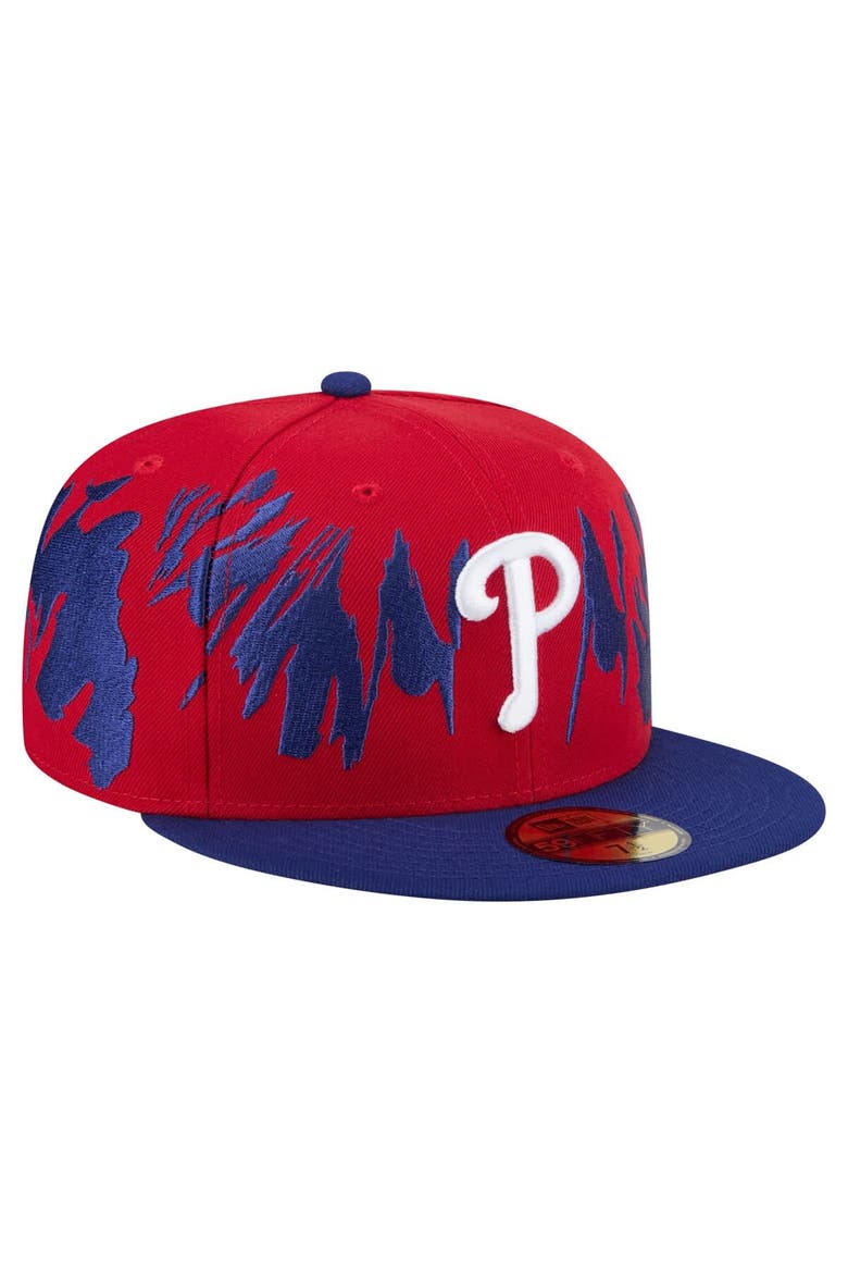 Men's New Era Red/Royal Philadelphia Phillies Retro Pattern 59FIFTY Fitted Hat, Alternate, color, Red