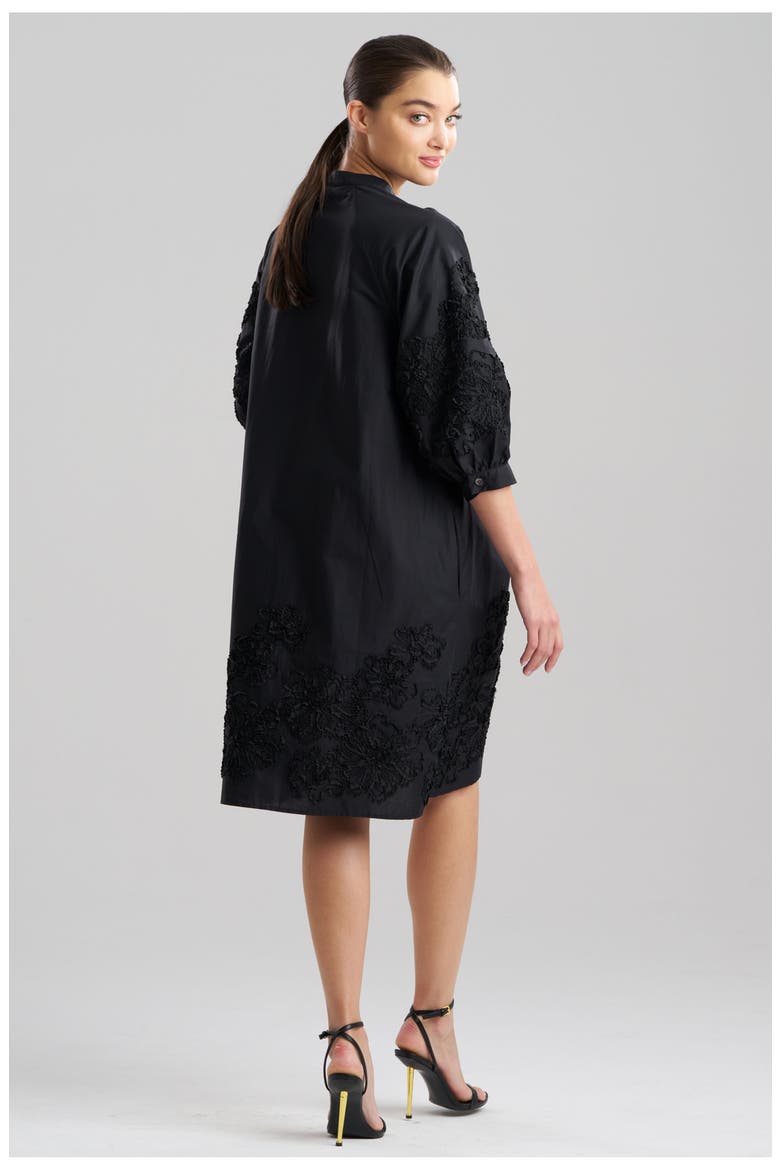 Carnation Embroidery - Cotton Voile Puff Sleeve Peasant Dress, Alternate, color, BLACK