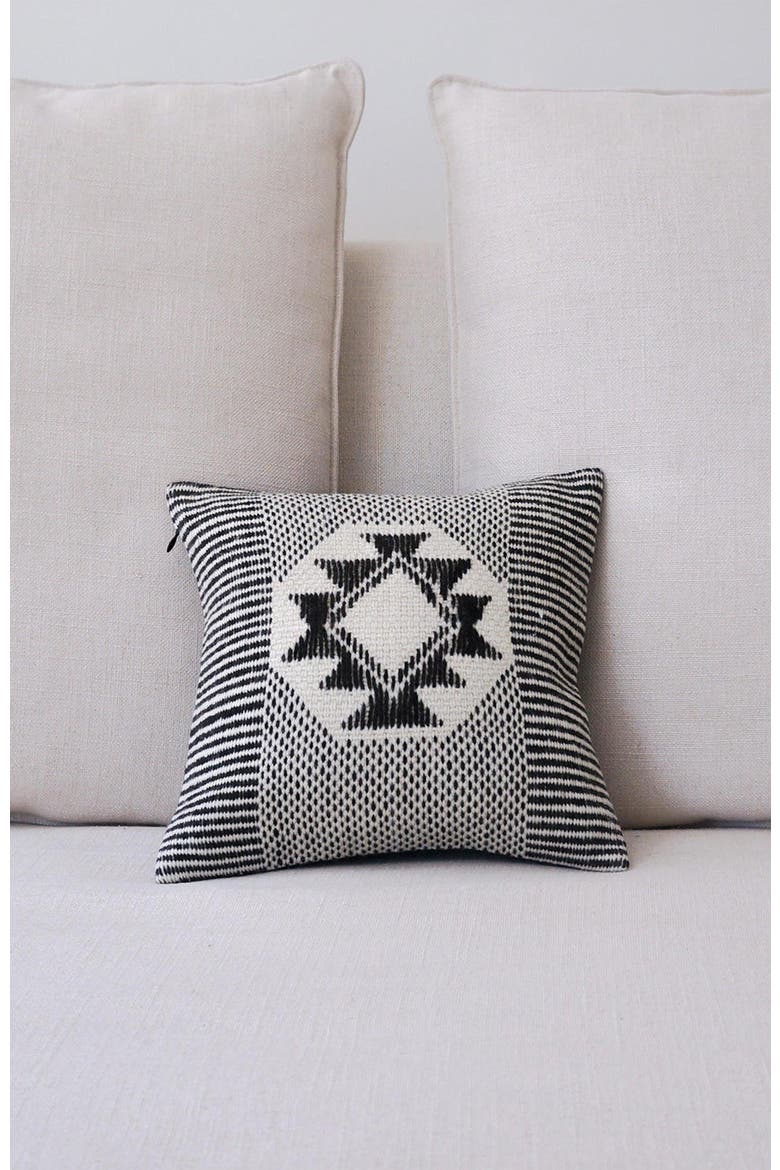 Estrella Striped Edge Pillow Small, Main, color, Ivory/Black