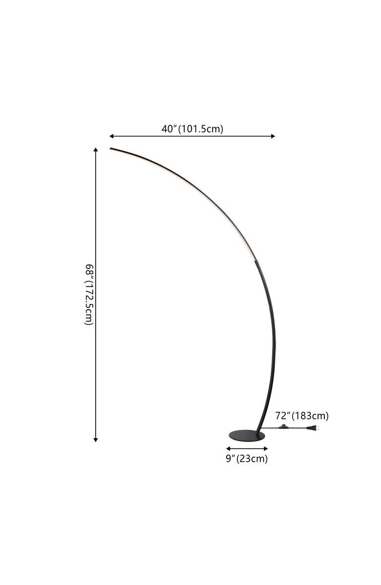JONATHAN Y Enzo 68" Contemporary Minimalist Metal Arc Dimmable Integrated LED Floor Lamp, Black, Alternate, color,