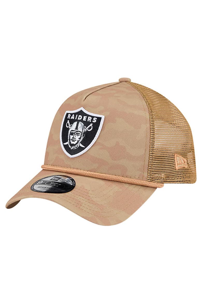 Men's New Era  Tan Las Vegas Raiders Wheat Camo 9FORTY Adjustable Hat, Main, color, Tan