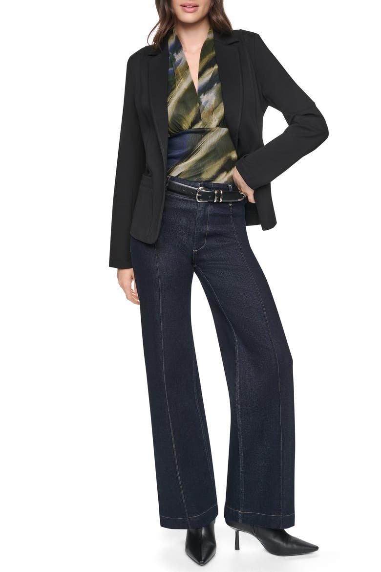 Soho Ponte One Button Blazer, Alternate, color, BLACK