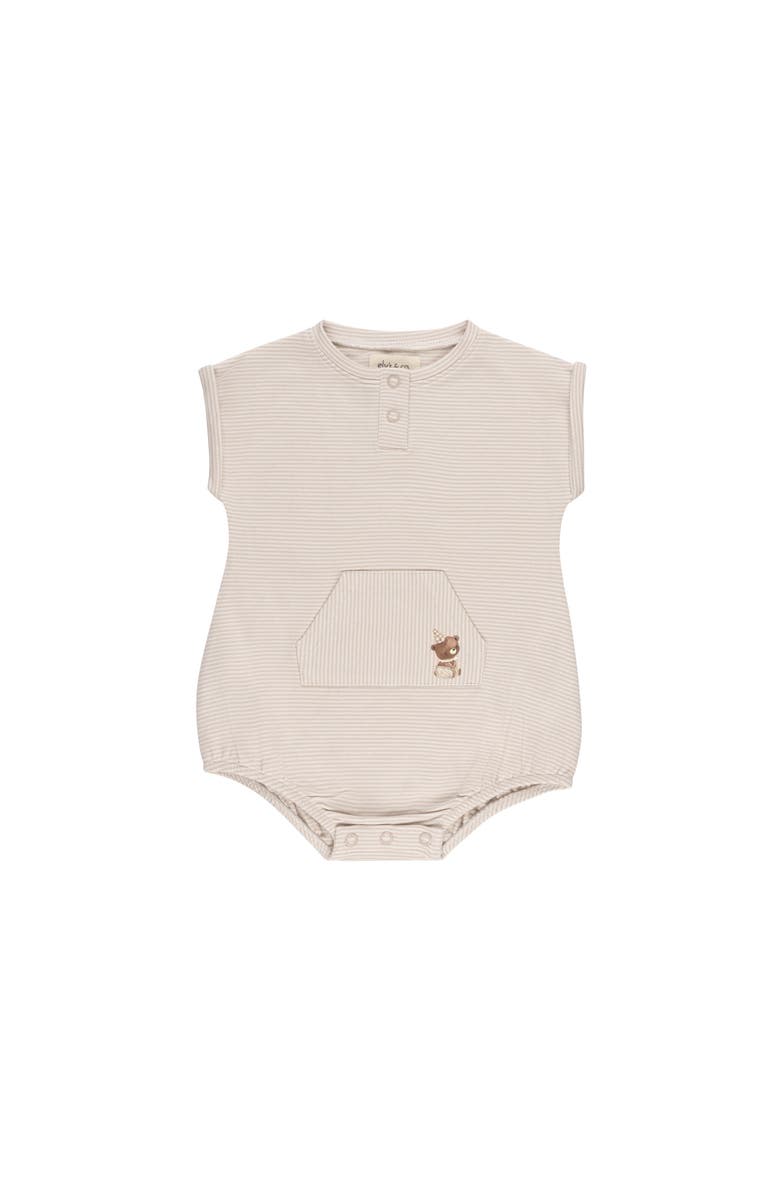 Ely's & Co. Organic French Terry - Bear Collection - Romper, Main, color, Tan Stripe