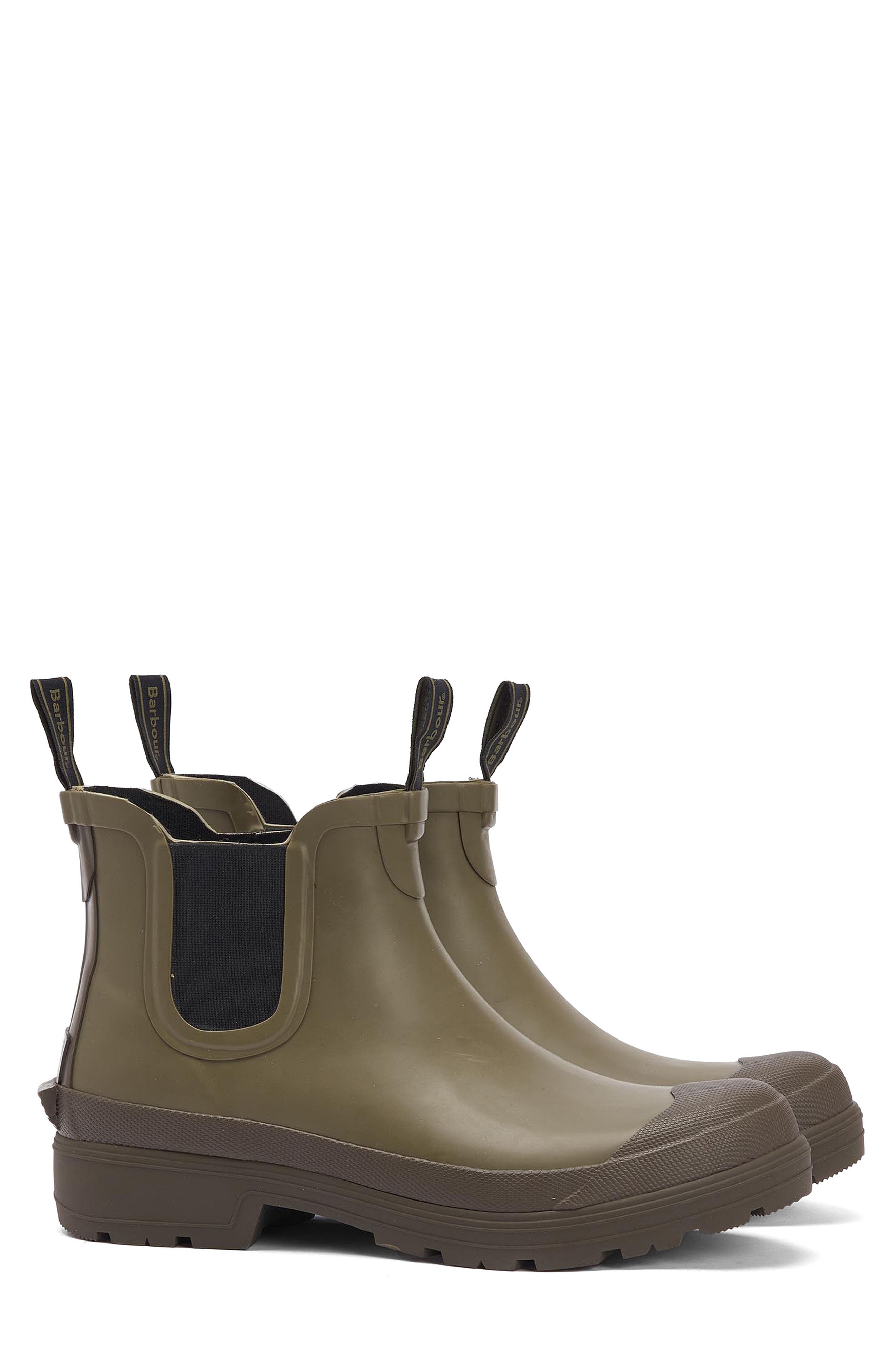 Barbour Storm Waterproof Chelsea Rain Boot, Main, color, Olive Green/ Olive