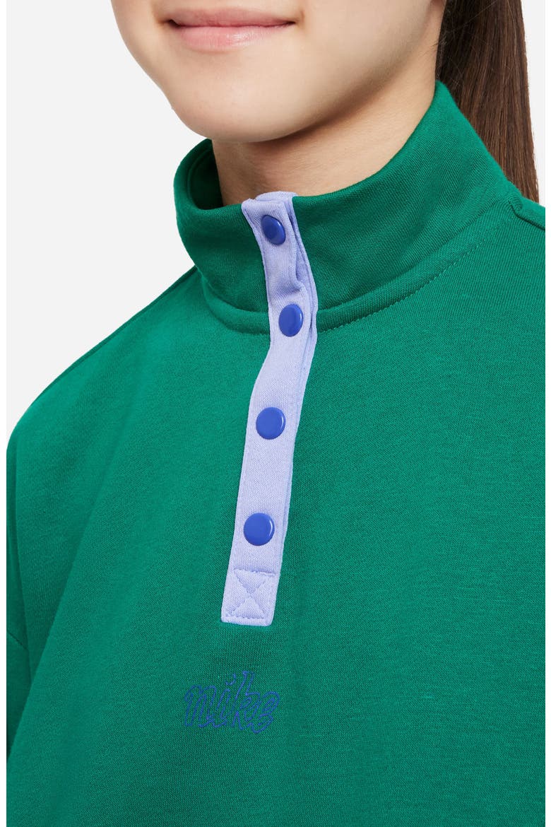 Icon Clash Colorblock Snap Placket Crop Sweatshirt, Alternate, color, MALACHITE/ THISTLE/ LAPIS