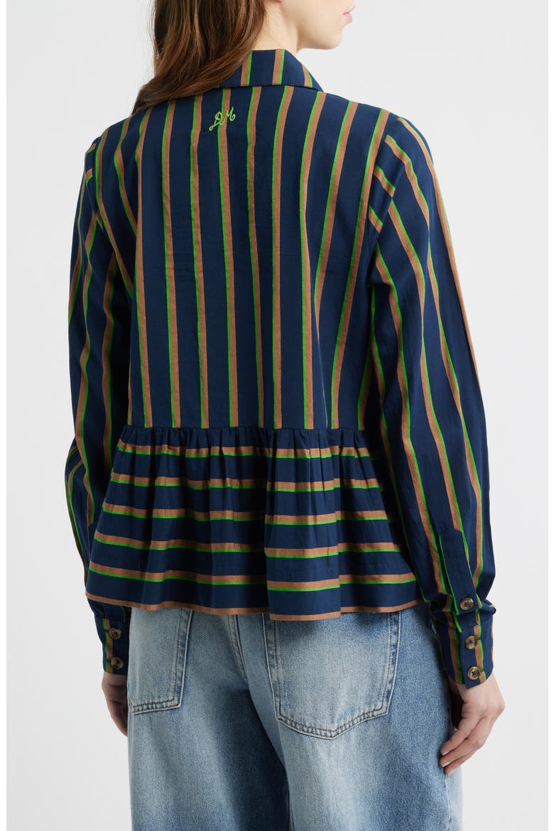 Kinsley Stripe Long Sleeve Shirt, Alternate, color, NAVY