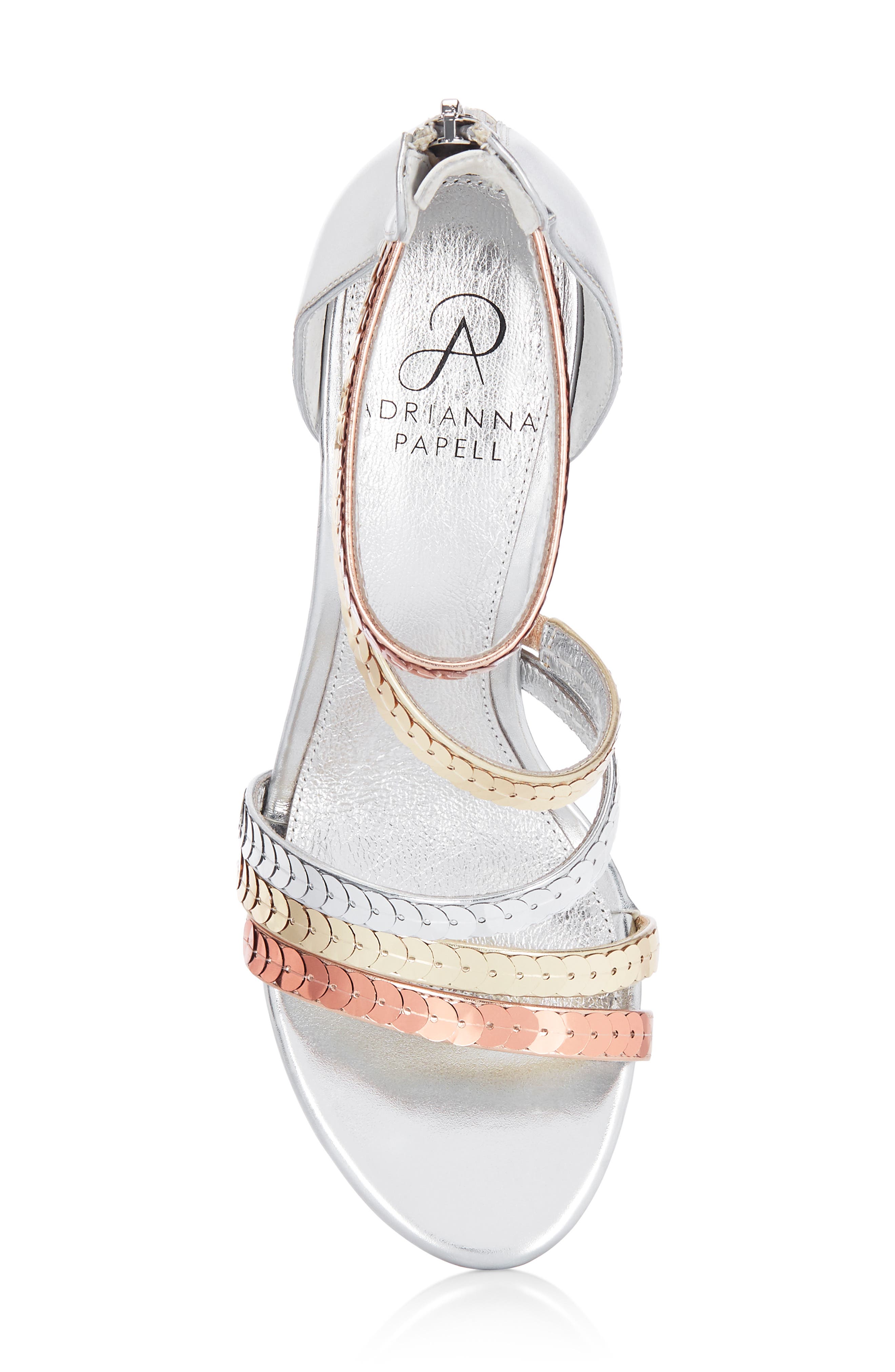 Alexi Sequin Strappy Sandal, Alternate, color, SILVER/ SHEA/ GOLD FABRIC