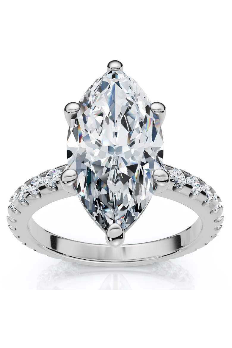 Certified 3.40Ct Marquise Diamond Engagement Ring 14k Gold Lab Grown, Main, color, 14k White Gold