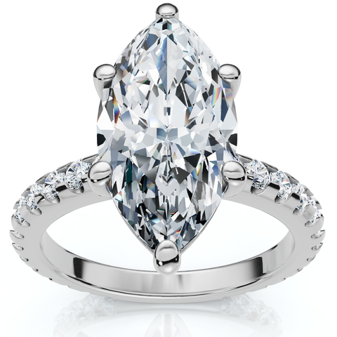 Certified 3.40Ct Marquise Diamond Engagement Ring 14k Gold Lab Grown