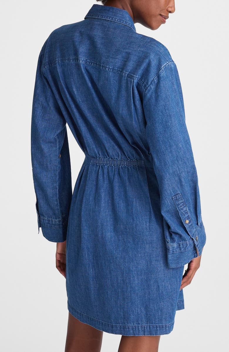 Madewell Pleated Denim Mini Shirtdress, Alternate, color, Bouvier Wash