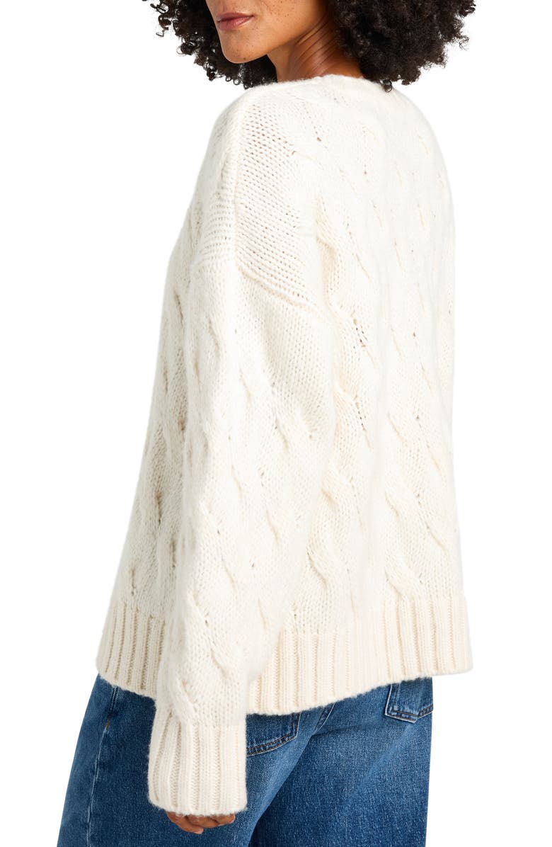 Splendid Maeve Cable Knit Sweater, Alternate, color, Snow