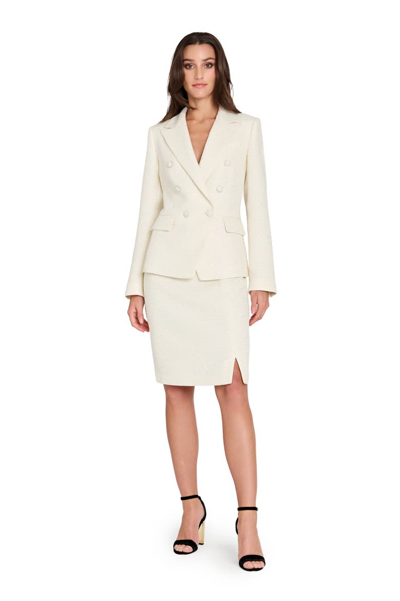 Bouclé Pencil Skirt, Alternate, color, VANILLA