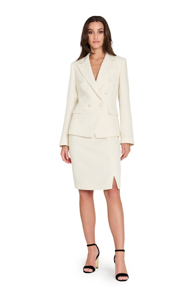 Tahari ASL Bouclé Pencil Skirt, Alternate, color, Vanilla