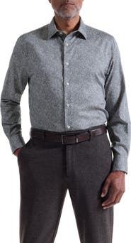 Bugatchi Julian Shaped Fit Paisley Stretch Cotton Button-Up Shirt