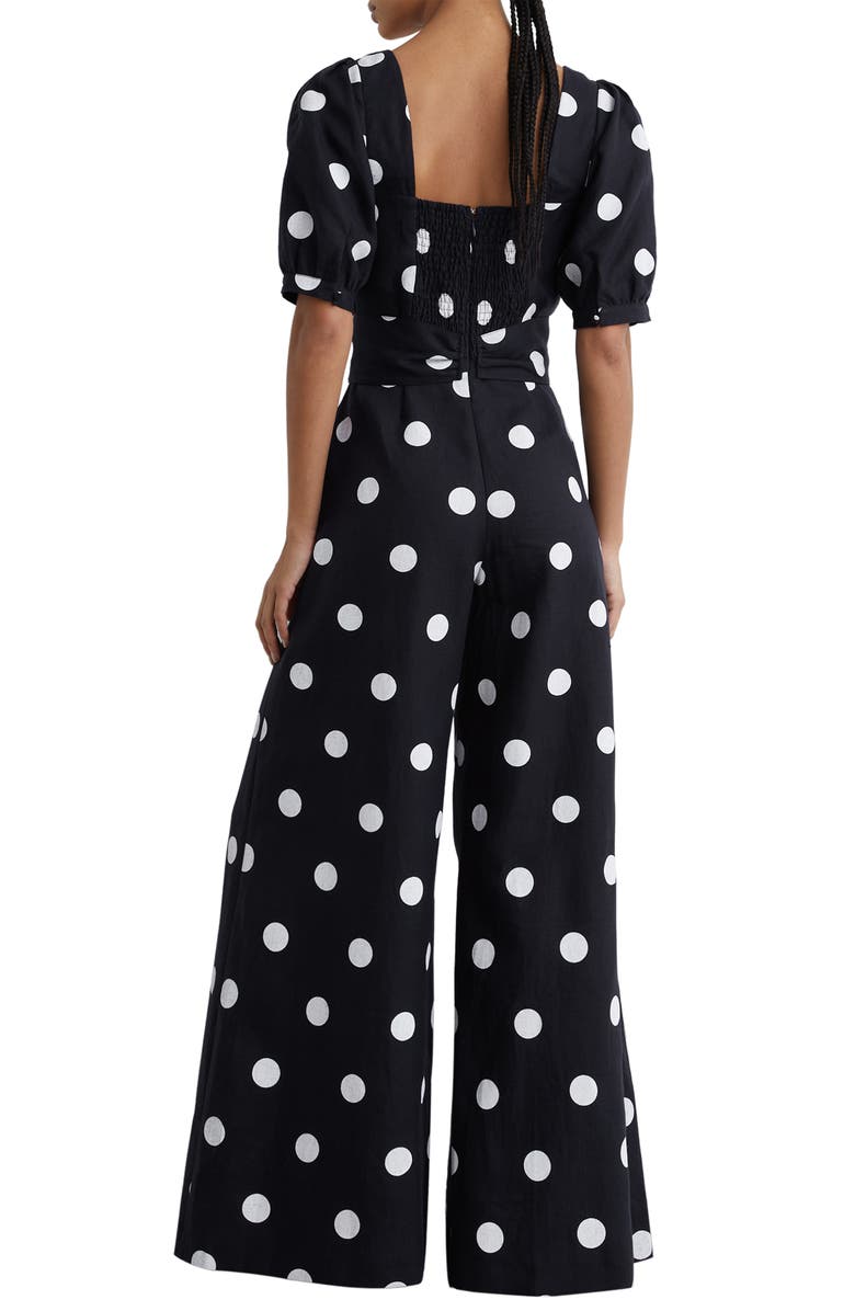 Reiss Brook Polka Dot Linen Jumpsuit, Alternate, color, 