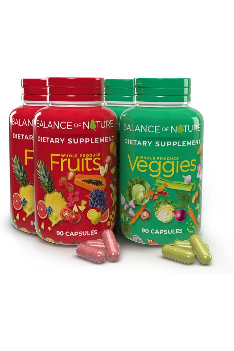 Whole Fruit and Vegetable Blend Dietary Supplement Capsules Two Pack, Main, color, None