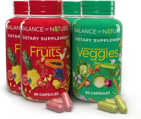 Whole Fruit and Vegetable Blend Dietary Supplement Capsules Two Pack