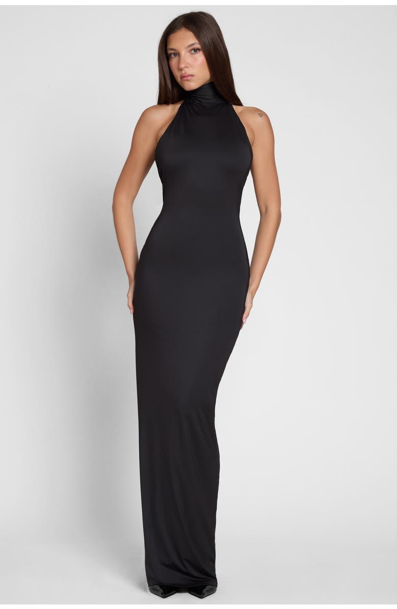 LEAU Alaia Drape Maxi Dress, Alternate, color, Black