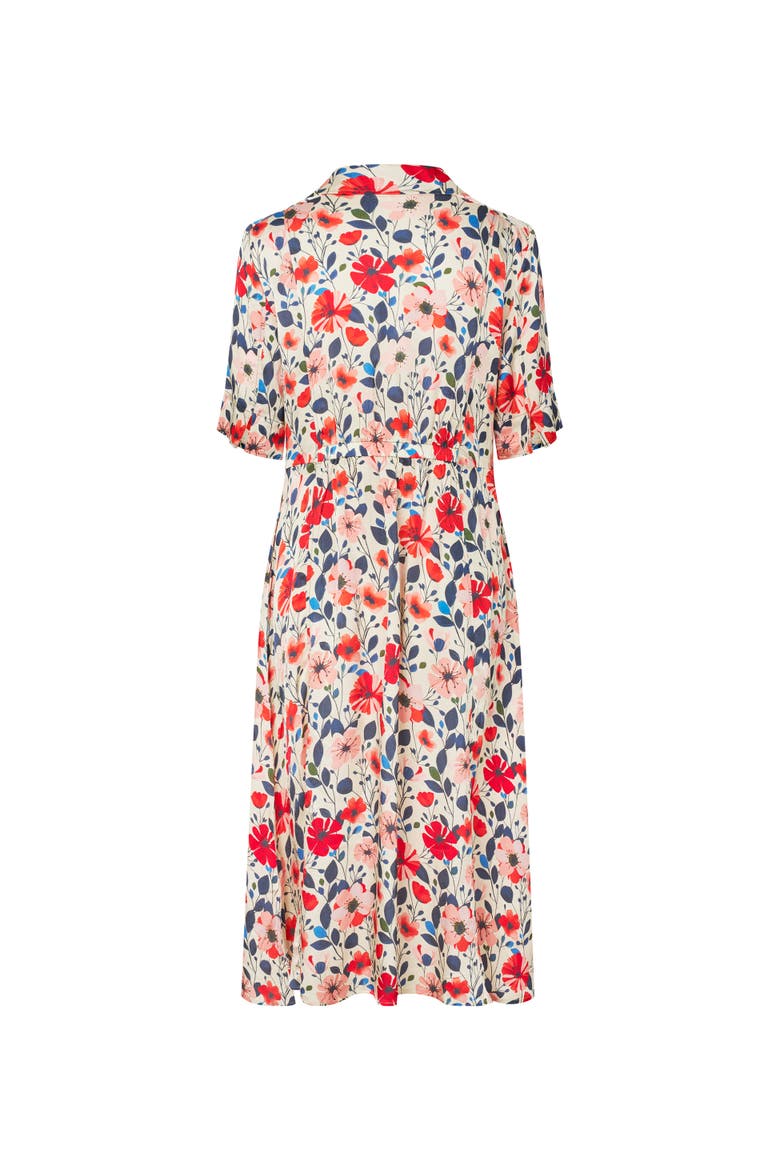 Collared Midi Shirt Dress, Alternate, color, Poinsettia