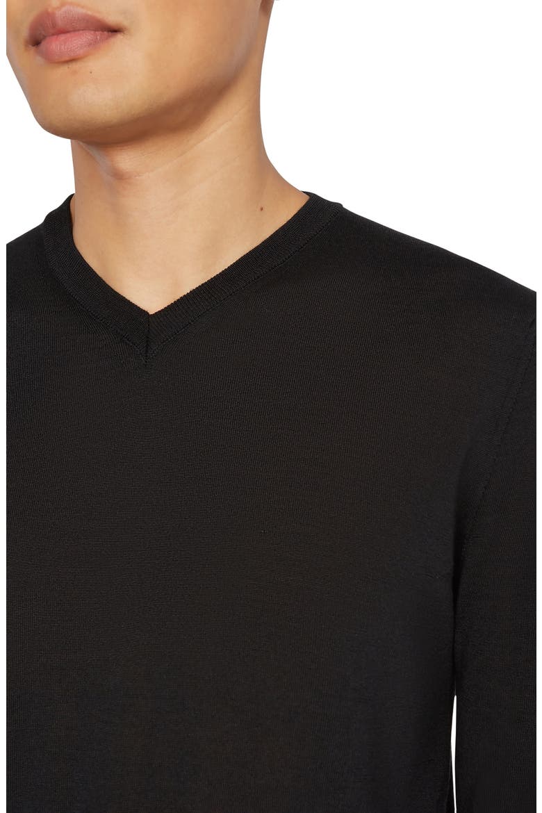 V-Neck Wool Blend Sweater, Alternate, color, BLACK