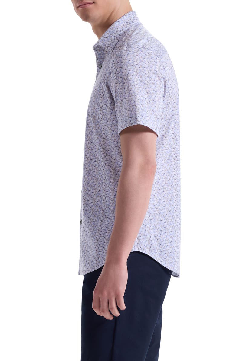 Bugatchi Miles OoohCotton<sup>®</sup> Short Sleeve Button-Up Shirt, Alternate, color, Air Blue