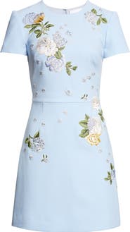 Carolina Herrera Floral Embroidered Crepe Minidress