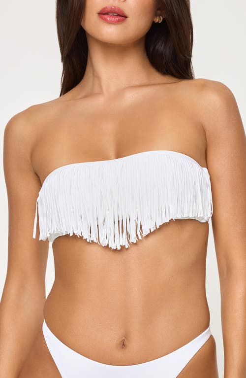 L*space Lspace Dixie Fringe Strapless Bikini Top In White