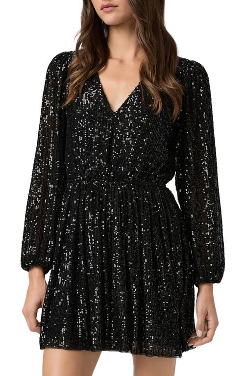 Paige Gianetta Sequin Long Sleeve Minidress In Black
