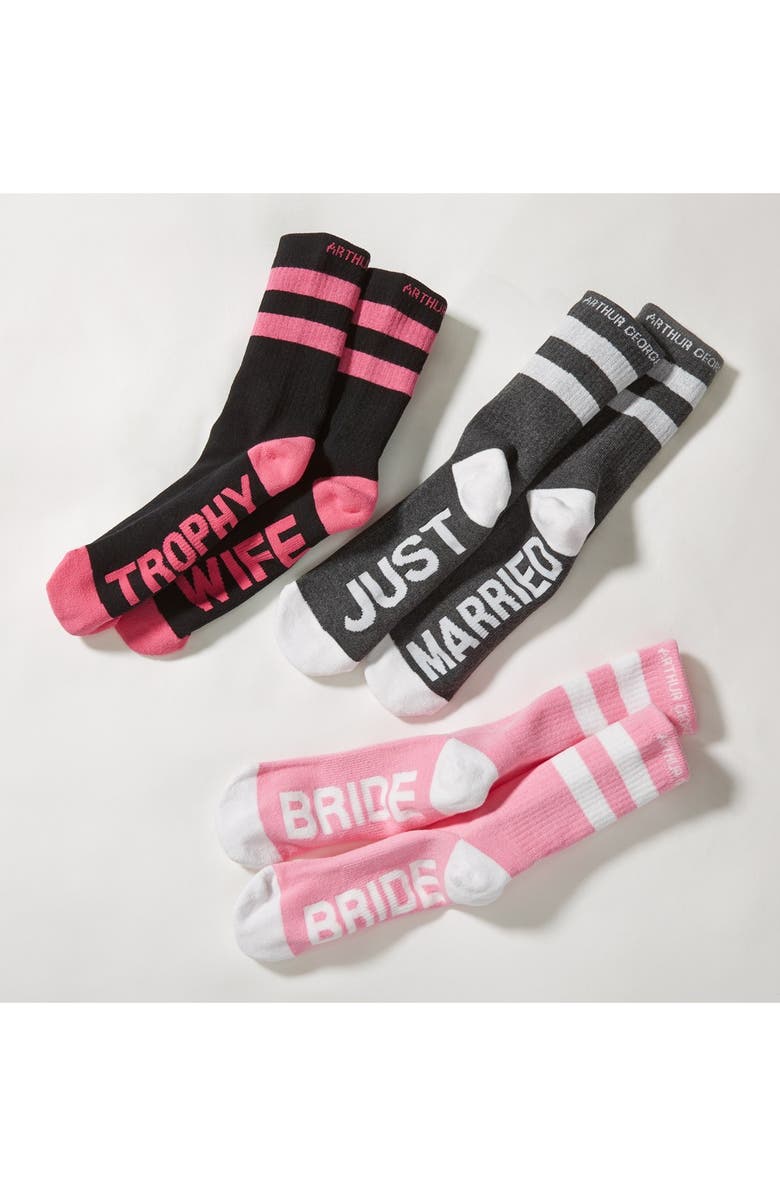 Arthur George by R. Kardashian 'Just Married' Crew Socks, Alternate, color, 