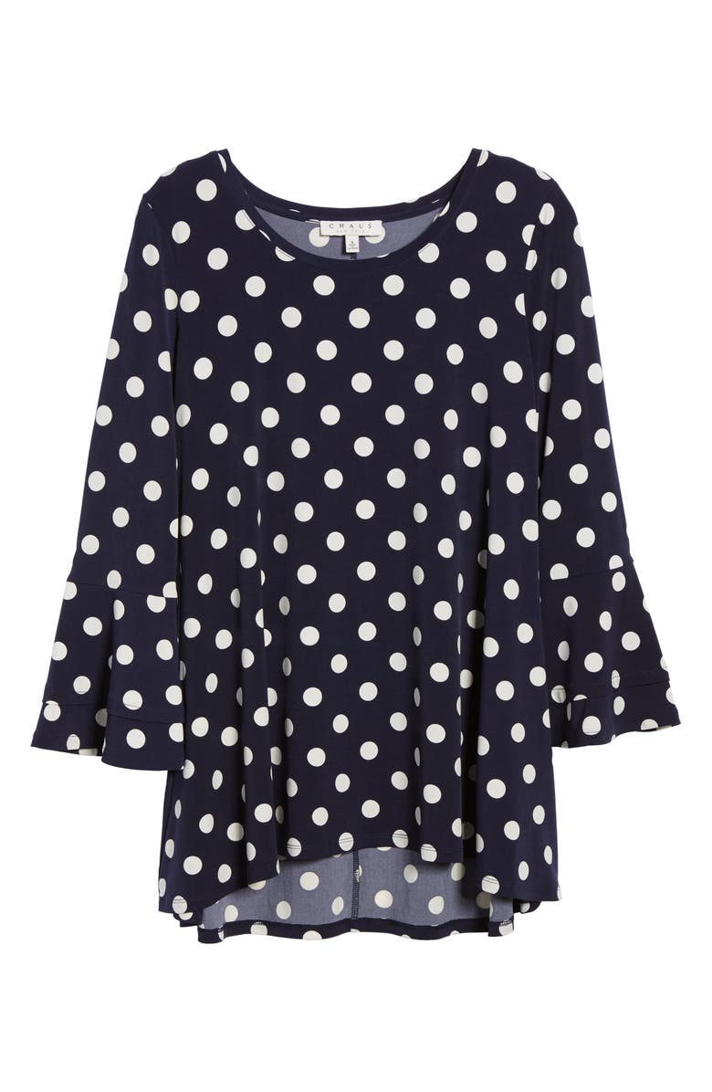 Chaus Dot Print Bell Sleeve Blouse, Alternate, color,