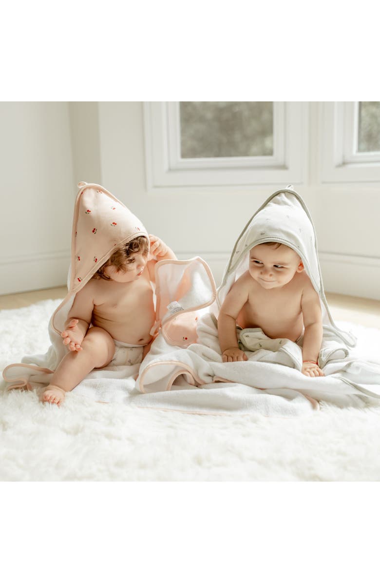 Ely's & Co. Hooded Towel & Washcloth, Alternate, color, Sage Pears