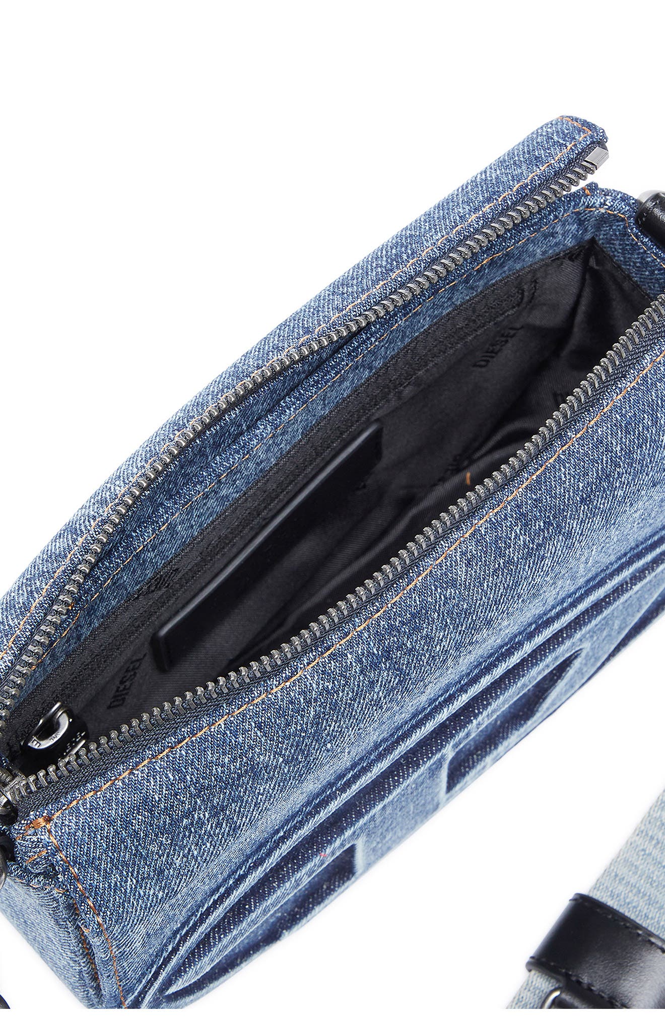 DIESEL<sup
®</sup
 1DR 2.0 Logo Denim Crossbody Bag, Alternate, color, Indigo/ Blue