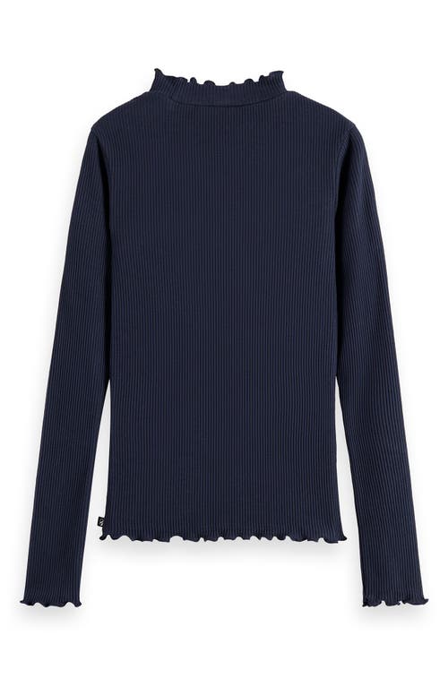 Scotch & Soda Kids' Cotton Rib Mock Neck Top In Blue