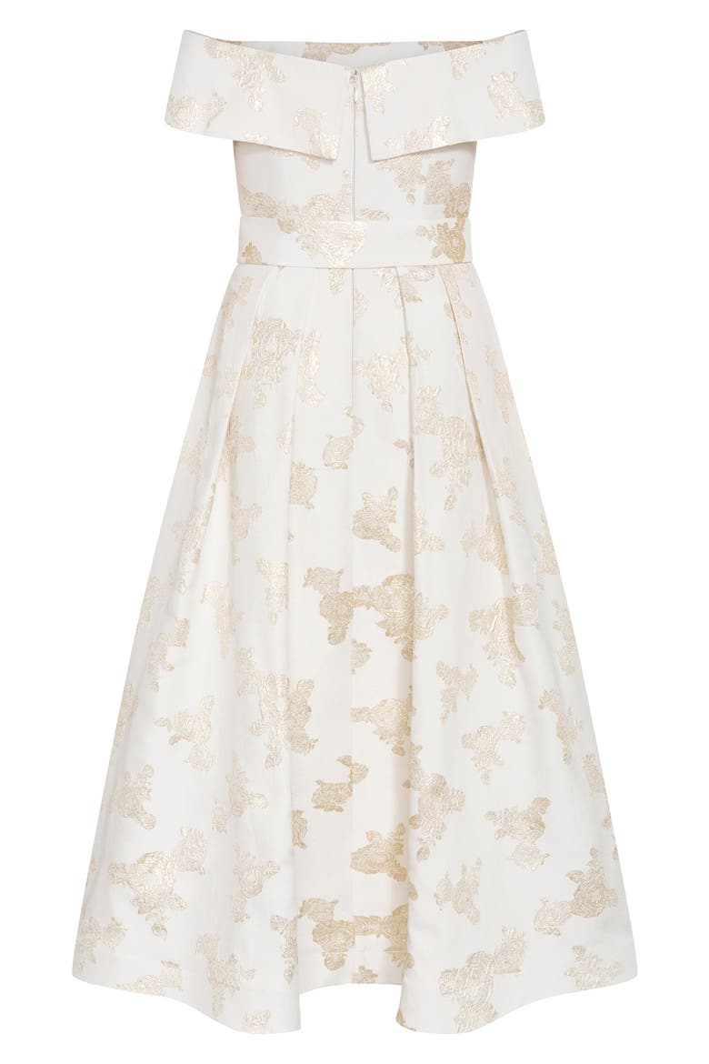 High Status Off the Shoulder Midi Dress, Alternate, color, GOLDEN GARDEN