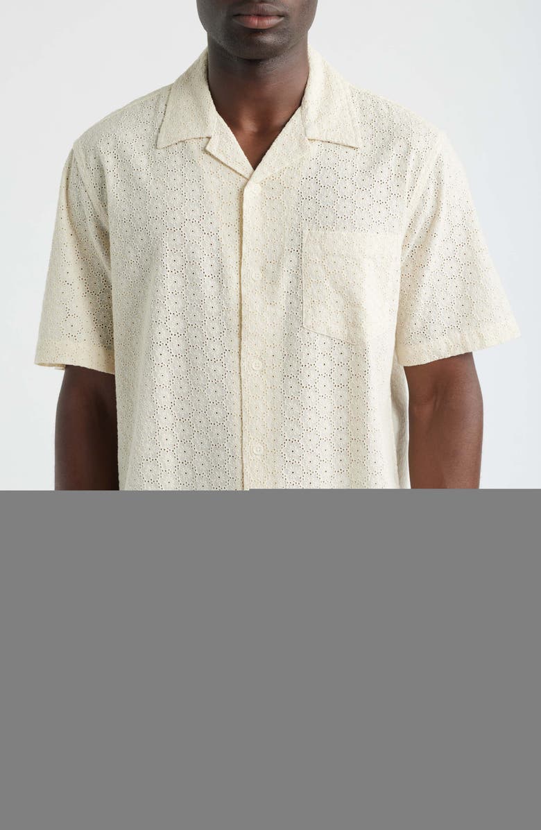 Corridor Floral Eyelet Regular Fit Button-Up Shirt, Main, color, Natural