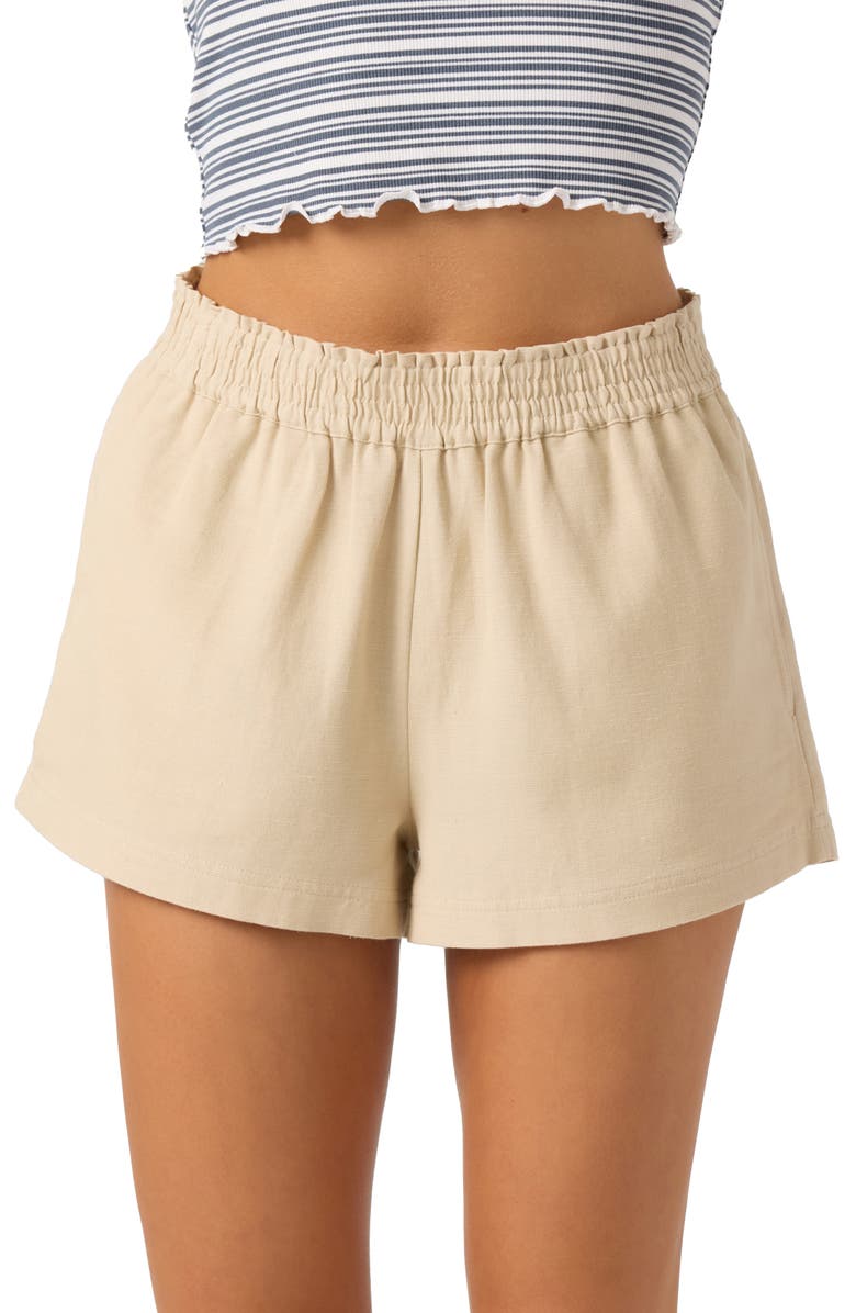 O'Neill Sanders Smocked Waist Shorts, Alternate, color, Natural