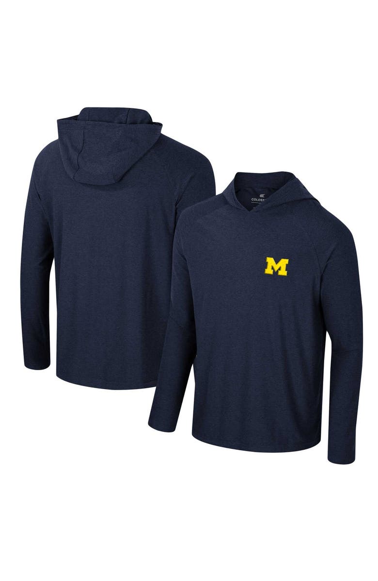 COLOSSEUM Men's Colosseum Navy Michigan Wolverines Cloud Jersey Raglan Long Sleeve Hoodie T-Shirt, Main, color,
