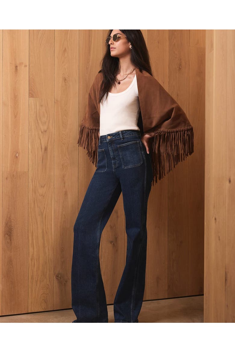 Relaxed Straight Patch Pocket Jeans, Alternate, color, Blue