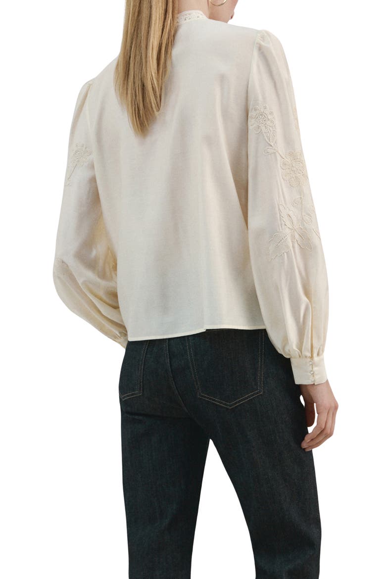 Floral Embroidered Top, Alternate, color, ECRU