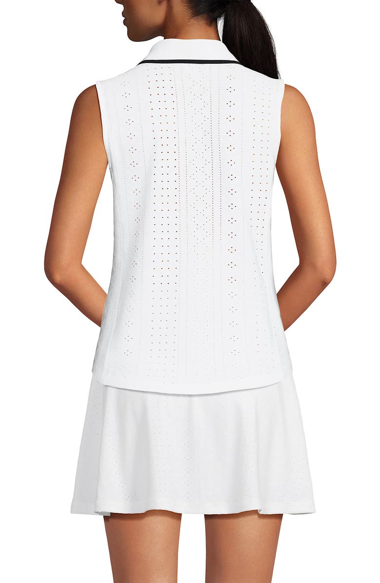 Lands' End Sleeveless Eyelet Active Polo Top, Alternate, color, 