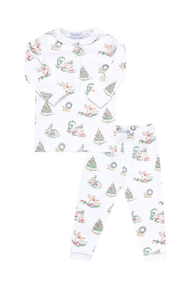 Nellapima Pima Cotton Christmas Toile Pajamas - Toddler & Little Kid, Main, color, Multicolor