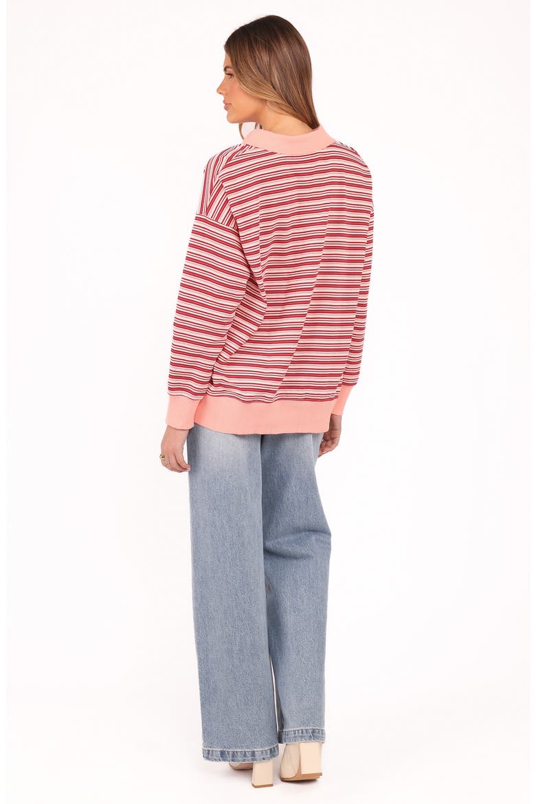 Beau Stripe Long Sleeve Polo, Alternate, color, PINK STRIPE