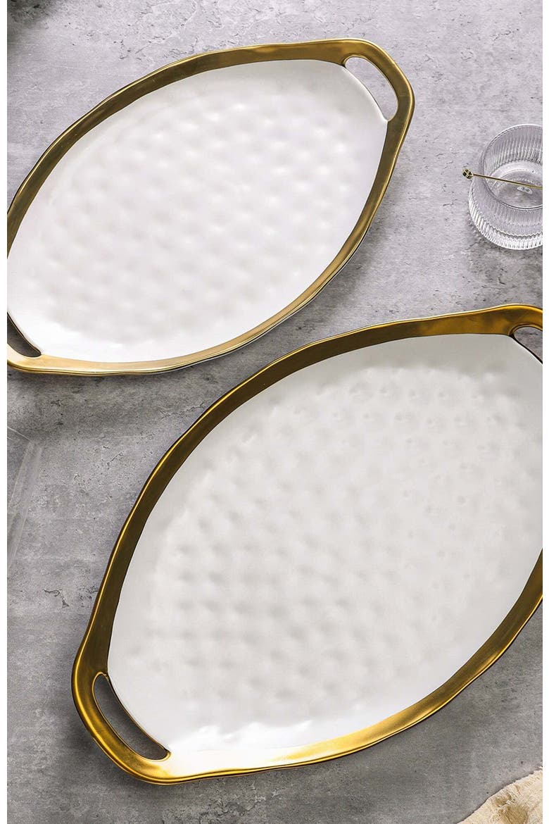 Florian Porcelain 2-Piece Serving Plate Set, Alternate, color, White