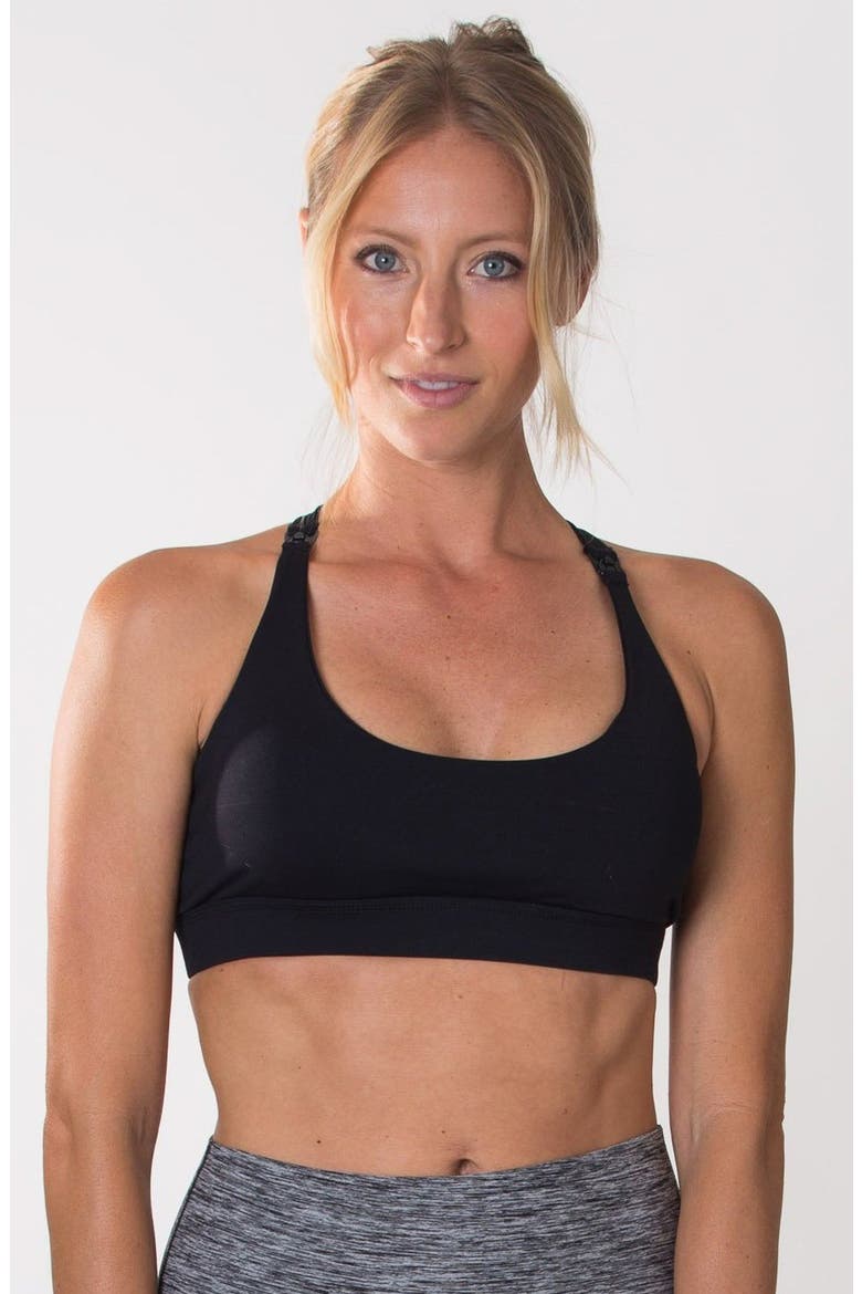 Oceane 2 Medium Support Nursing Sports Bra No Pumping, Main, color, Black