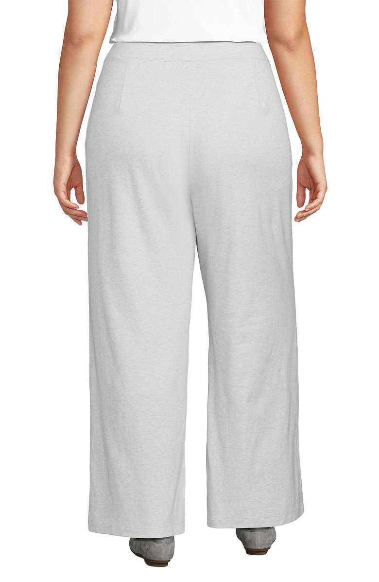 Lands' End Knit High Rise Pleated Wide Leg Pants, Alternate, color, Soft Light Gray Heather